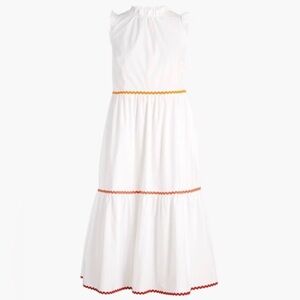 J.Crew Tiered Midi Ruffle Dress with Rickrack Trim